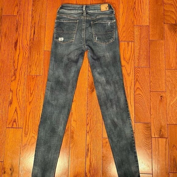 AEO® BLUE SUPER STRETCH HI-RISE JEGGING SIZE 00 - Picture 4 of 5